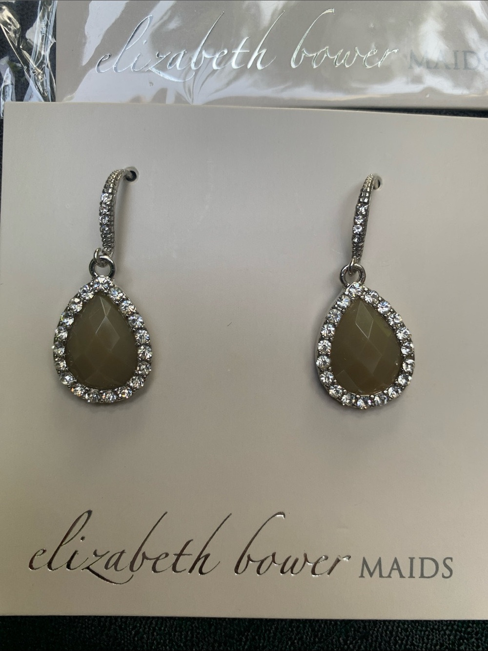 Set of FOUR Elizabeth Bower maids green blossom drop earrings BHLDN